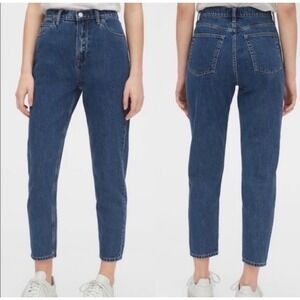 Gap Denim Mom Jeans High Rise Tapered Leg Medium Wash Blue 0/25 100% Cotton